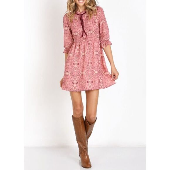For Love & Lemons Geneva Mini Dress Sienna Print - Picture 1 of 10